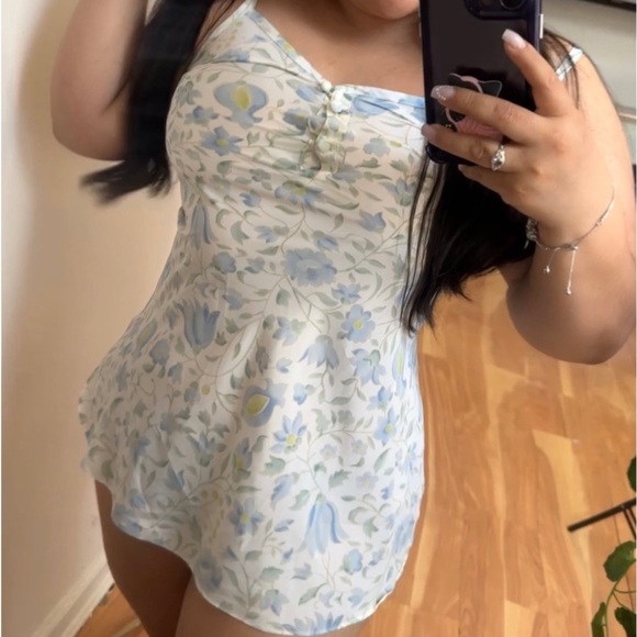 90s Floral print, Slip, Nightgown, babydoll - Picture 1 of 8